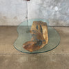 Vintage Freeform Base Glass Top Coffee Table by Ken Green