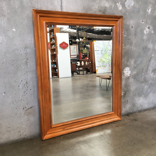 Vintage Mid Century Modern Drexel Wood Framed Beveled Wall Mirror