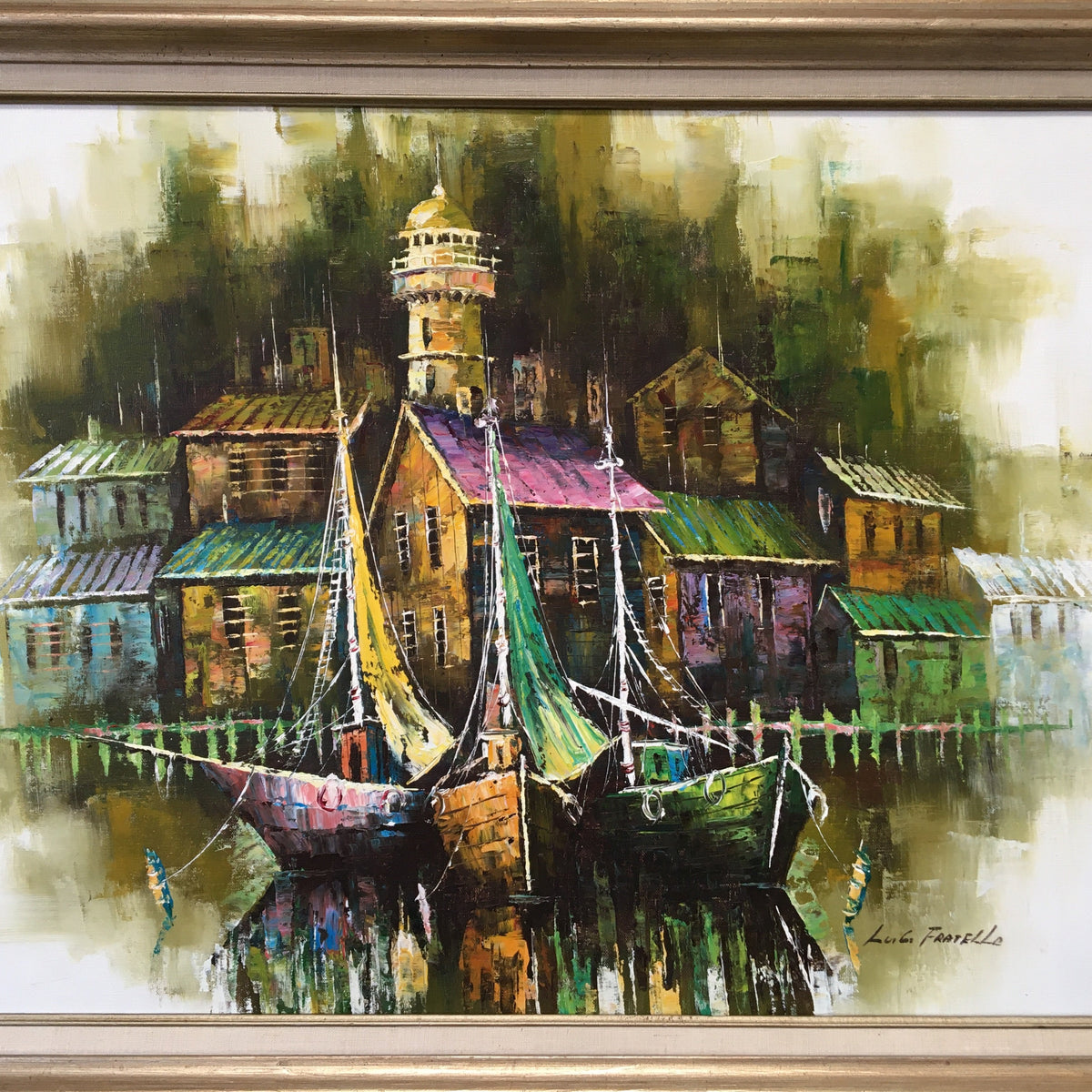 Original Mid Century Modern Painting By Luigi Fratelle