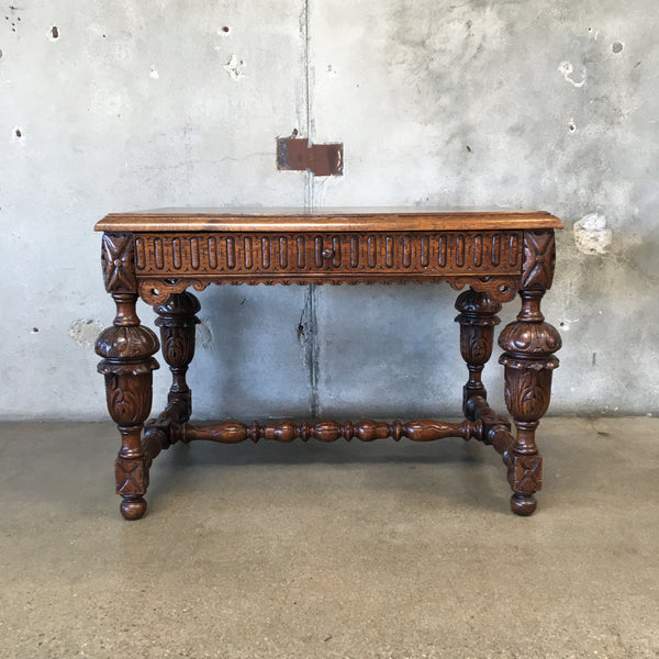 19th Century Carved Oak Desk or Library Table