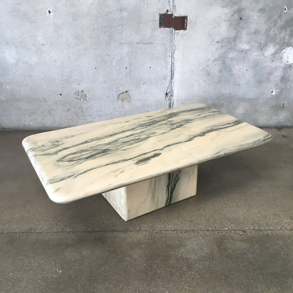 Vintage 1980s Green & White Marble Coffee Table - Reserved for E