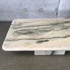 Vintage 1980s Green & White Marble Coffee Table