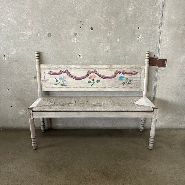 Antique Hand Painted Wood Bench