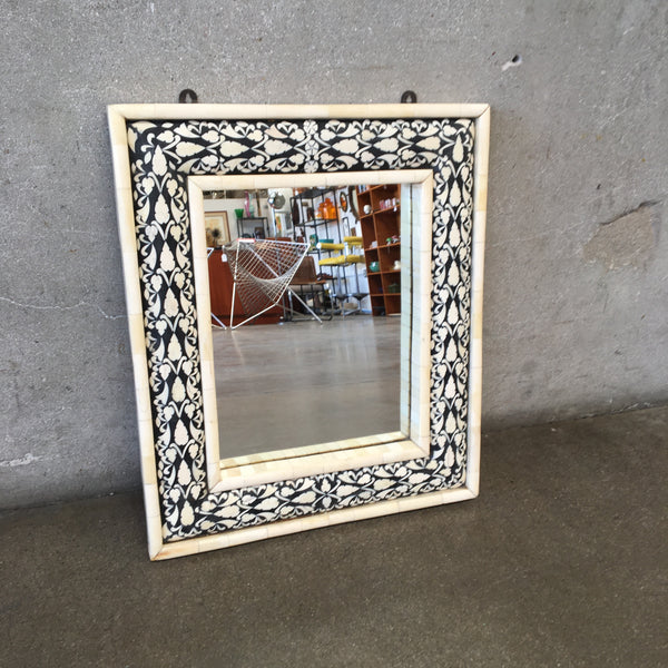 Black and White Bone Inlay Mirror Frame