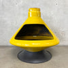 Vintage Mid Century Modern Yellow Glazed Ceramic and Metal "Aztec" Fireplace