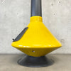 Vintage Mid Century Modern Yellow Glazed Ceramic and Metal "Aztec" Fireplace