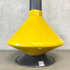 Vintage Mid Century Modern Yellow Glazed Ceramic and Metal "Aztec" Fireplace