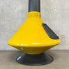 Vintage Mid Century Modern Yellow Glazed Ceramic and Metal "Aztec" Fireplace