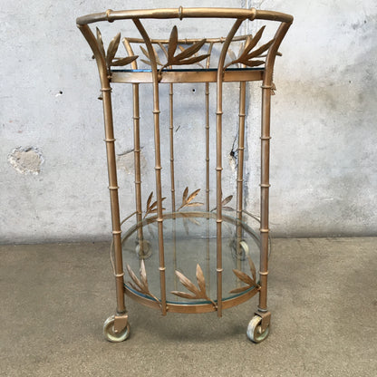 Metal Brass Finish Rope & Tassel Tea Cart