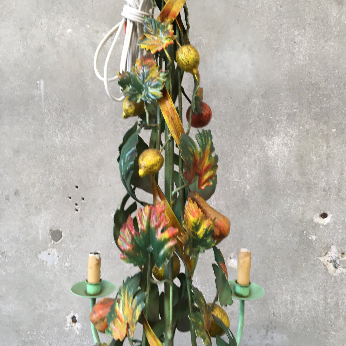 Italian Mid Century Tole Fruit Chandelier
