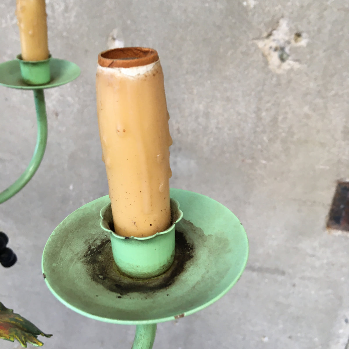 Italian Mid Century Tole Fruit Chandelier