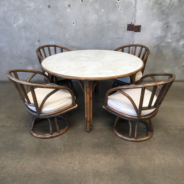 Cane Dining Table & Four Chairs