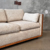 Vintage Mid Century Sofa / Sleeper Oatmeal Fabric & Oak Trim
