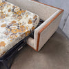 Vintage Mid Century Sofa / Sleeper Oatmeal Fabric & Oak Trim