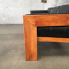 Mid Century Leather & Wood Framed Sofa
