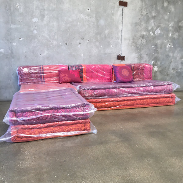 New Maili Sectional Sofa in Bohemian Orange, Pink, and Purple Tones