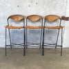 Set of Three Arthur Umanoff Rush Back Bar Stools