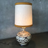 Mid Century Modern Beige, Brown, & Gold Pair of Lamps