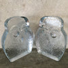 Pair of Vintage Blenko Clear Glass Owl Bookends