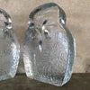 Pair of Vintage Blenko Clear Glass Owl Bookends