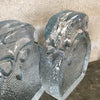 Pair of Vintage Blenko Clear Glass Owl Bookends