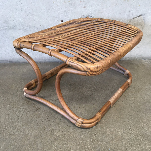 Mid Century Franco Albini Inspired Bamboo and Rattan Ottoman