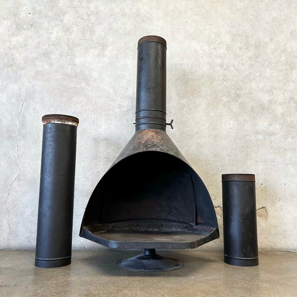 Vintage Mid Century Modern Matte Black Majestic "Firehood" Fireplace