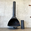 Vintage Mid Century Modern Matte Black Majestic "Firehood" Fireplace