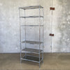 Vintage Chrome Bamboo Smoked Glass Etagere Shelf