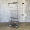 Vintage Chrome Bamboo Smoked Glass Etagere Shelf