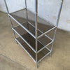 Vintage Chrome Bamboo Smoked Glass Etagere Shelf