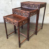 Set of Three Antique Rosewood Carved Chinese Nesting Tables