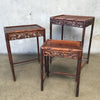 Set of Three Antique Rosewood Carved Chinese Nesting Tables