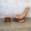 Mid Century Danish Modern Teak Swivel Lounge Chair & Ottoman by R.Huber