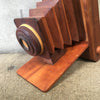 Mid Century Modern Wood Camera Sculpture with Inlaid Back
