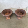 Pair of Vintage Short Cast Iron Garden Urns
