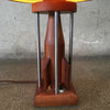 Mid Century Teak Table Lamp Rocket Shape