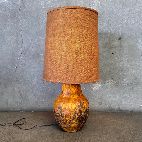 60's Vintage Lamp with Rattan Shade