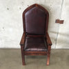 Vintage Gothic Wood & Leather Deacon Chair