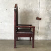 Vintage Gothic Wood & Leather Deacon Chair