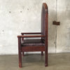 Vintage Gothic Wood & Leather Deacon Chair