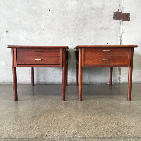 Pair 1960's Walnut Mid Century Walnut Side Tables