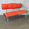 Vintage Lounge Bench with Orange Vinyl