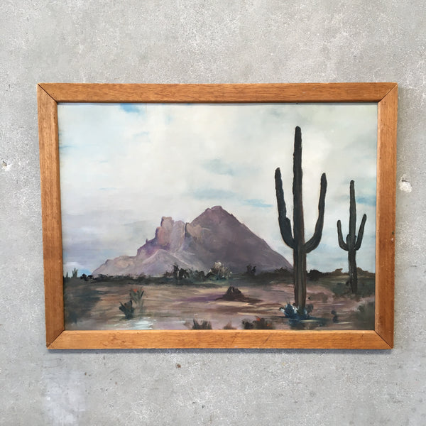 Vintage South Western Plein Air Cactus Desert Landscape Art