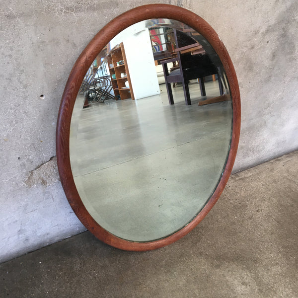 Vintage Wood Oval Mirror