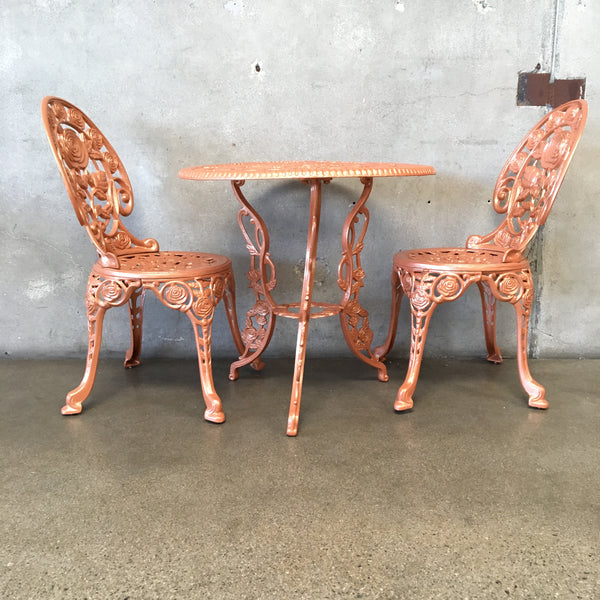 Vintage Bistro Set Table, (2) Chairs