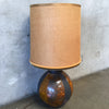 Mid Century Modern Round Table Lamp with Polychrome Crackled Colors