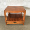 Mid Century Baker Milling Road Oak Single Drawer Parquet Top End Table