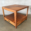 Mid Century Baker Milling Road Oak Single Drawer Parquet Top End Table