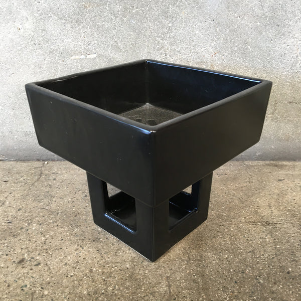 Made in Japan Modern Square Black Pottery on Stand